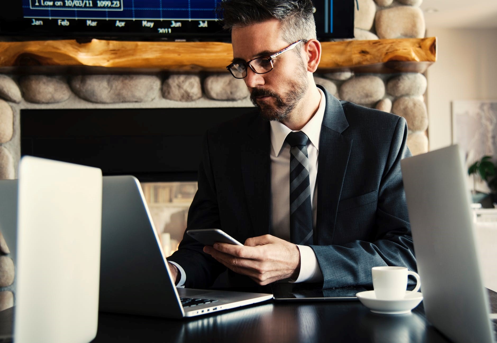 Entrepreneur looking at a computer