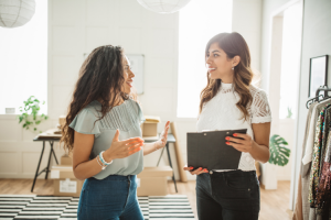 Two Small business owners chatting