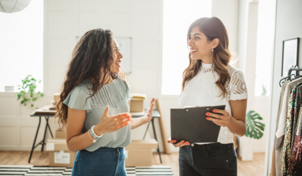 Two Small business owners chatting